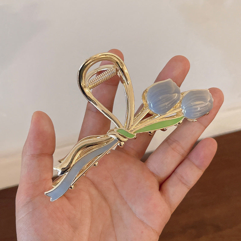 Elegant Tulip Claw Clip - Stylish Hair Accessory for Thick Hair