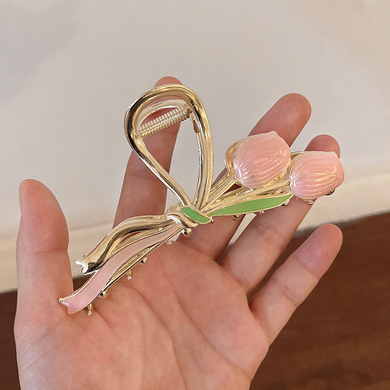 Elegant Tulip Claw Clip - Stylish Hair Accessory for Thick Hair