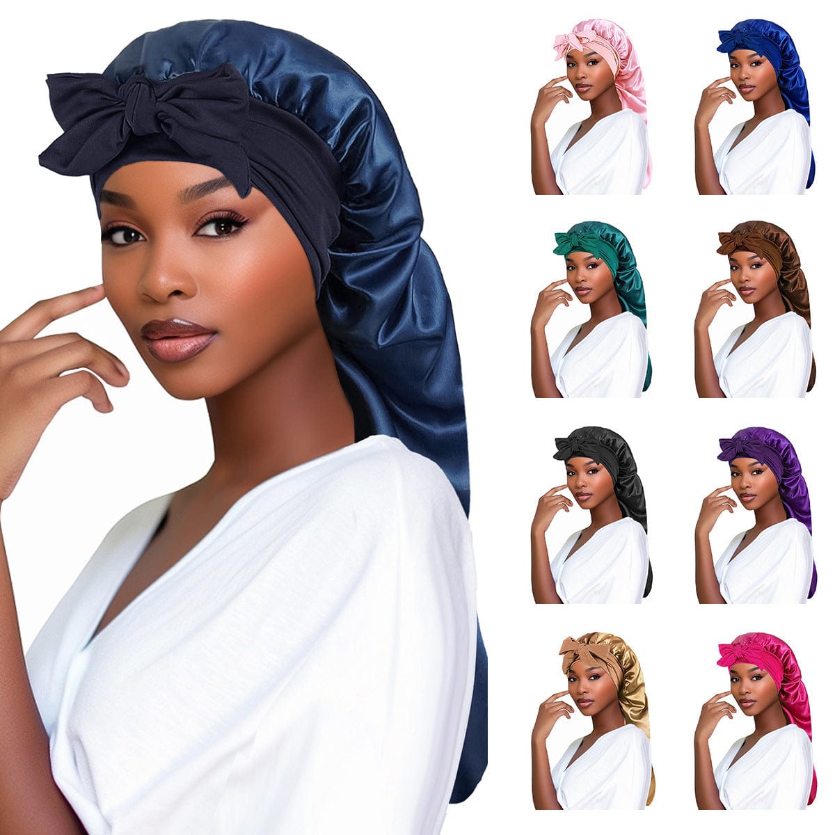 Lars Haircare Satin Hair Bonnet Bow Satin Long Hair Bonnet