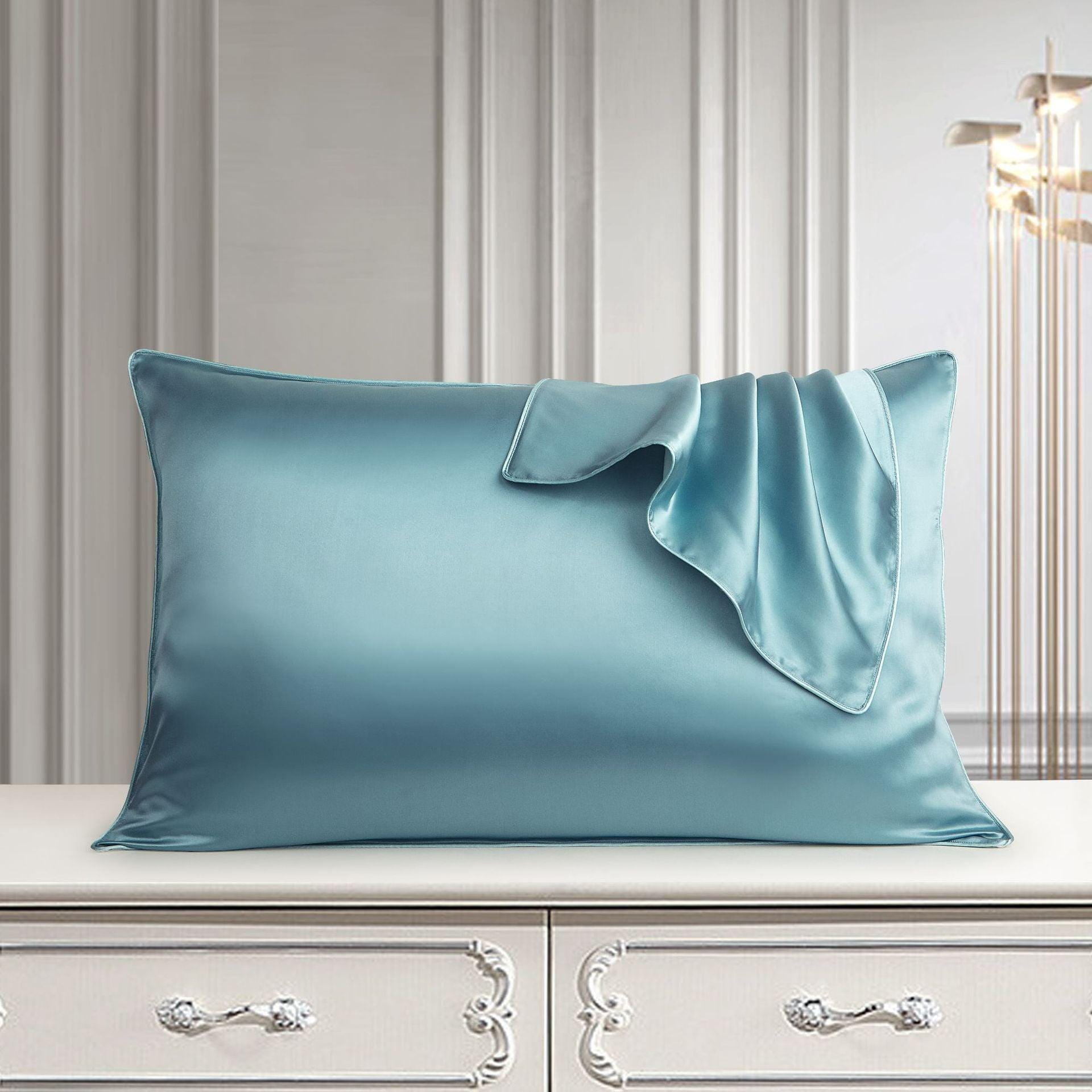 Larshaircare Silk pillowcase Blue Single-Sided Silk Envelope Pillowcase CJJJJFZT00561-Blue
