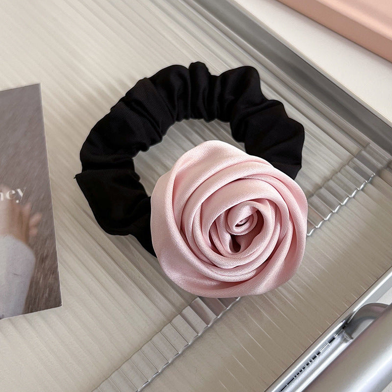 Handmade Satin Rose Scrunchie