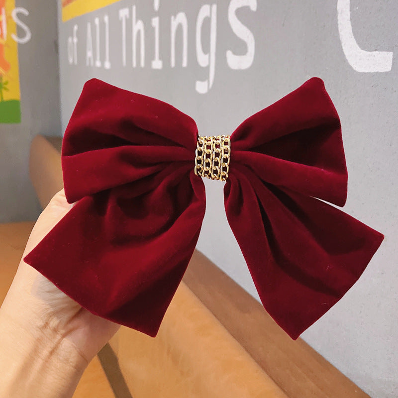 Velvet Chain Big Bow Hair Clip