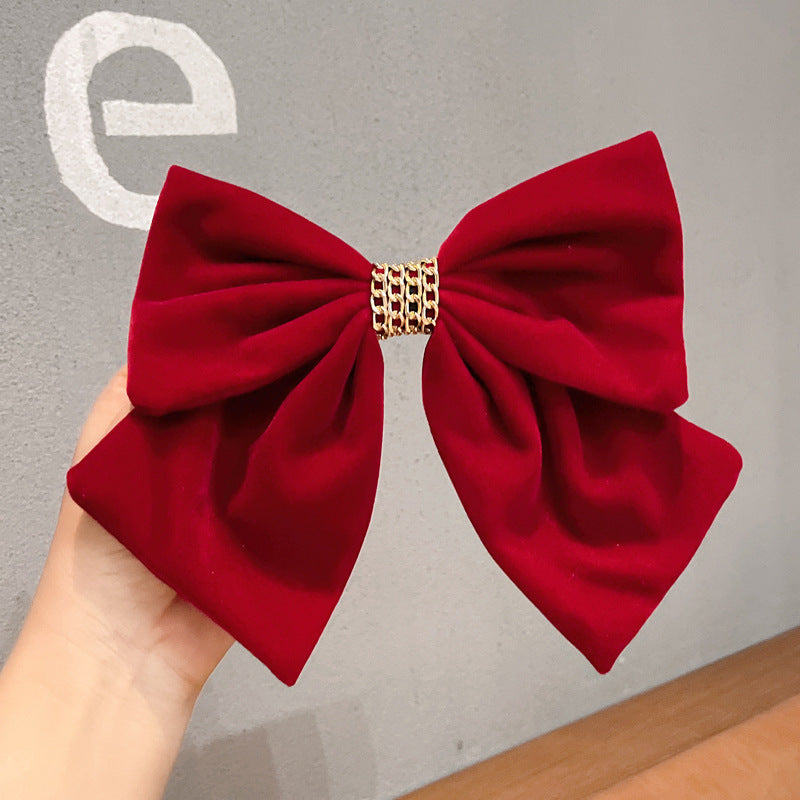 Velvet Chain Big Bow Hair Clip