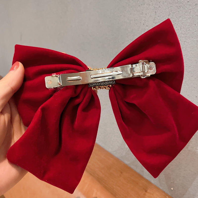 Velvet Chain Big Bow Hair Clip