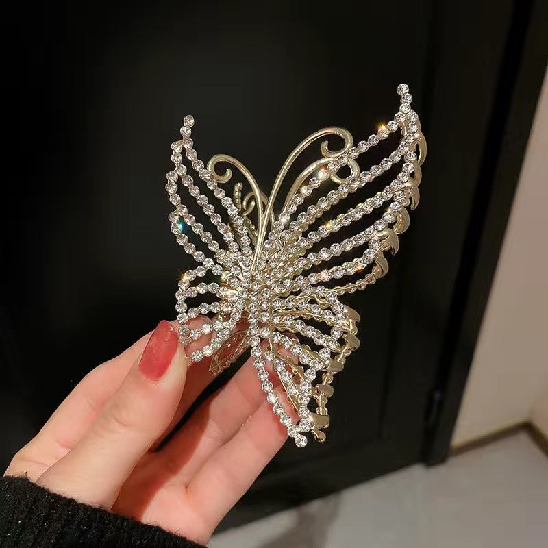 Rhinestone Pearl Butterfly Claw Clip