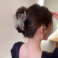 Rhinestone Pearl Butterfly Claw Clip