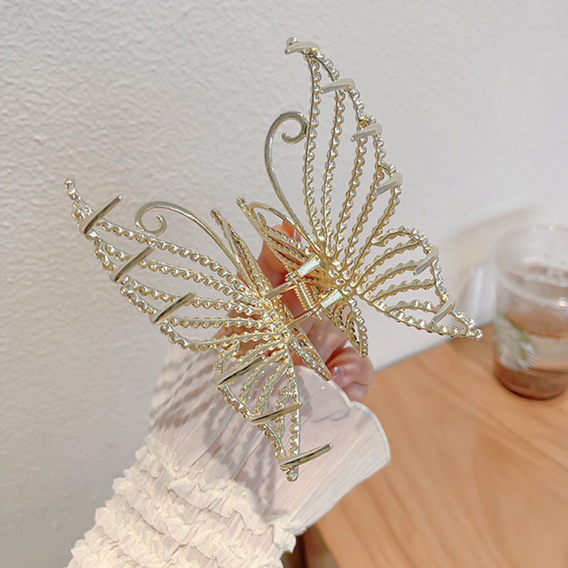 Rhinestone Pearl Butterfly Claw Clip