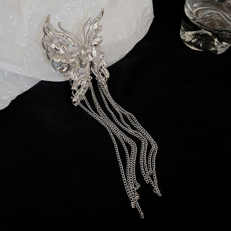 Butterfly Moonstone Tassel Claw Clip