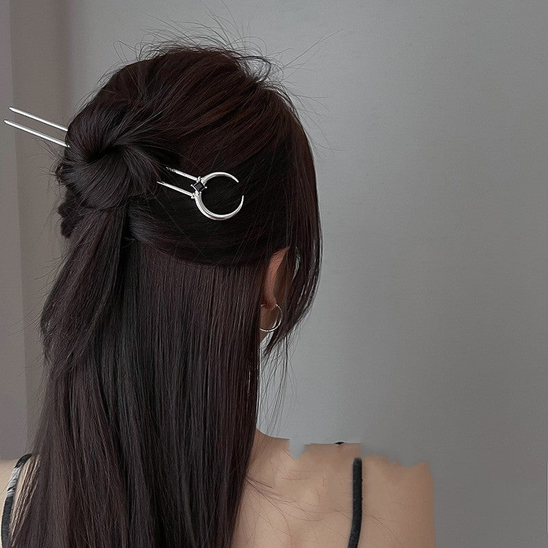 Crescent Moon U-shaped Metal Hair Pin