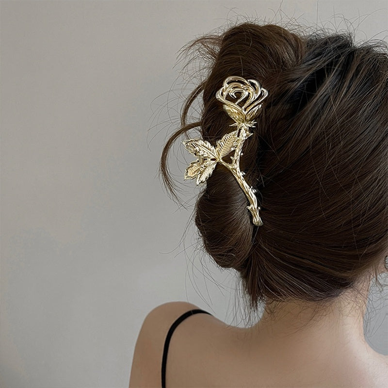 Iconic Metal Rose Claw Clip