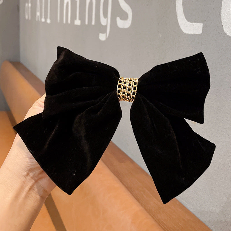 Velvet Chain Big Bow Hair Clip