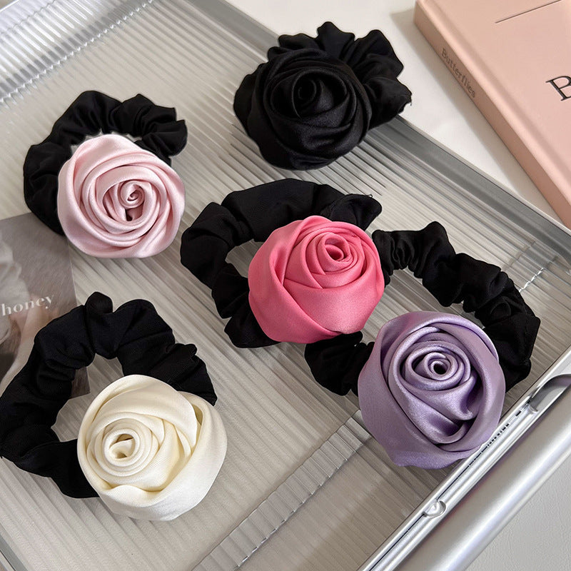 Handmade Satin Rose Scrunchie