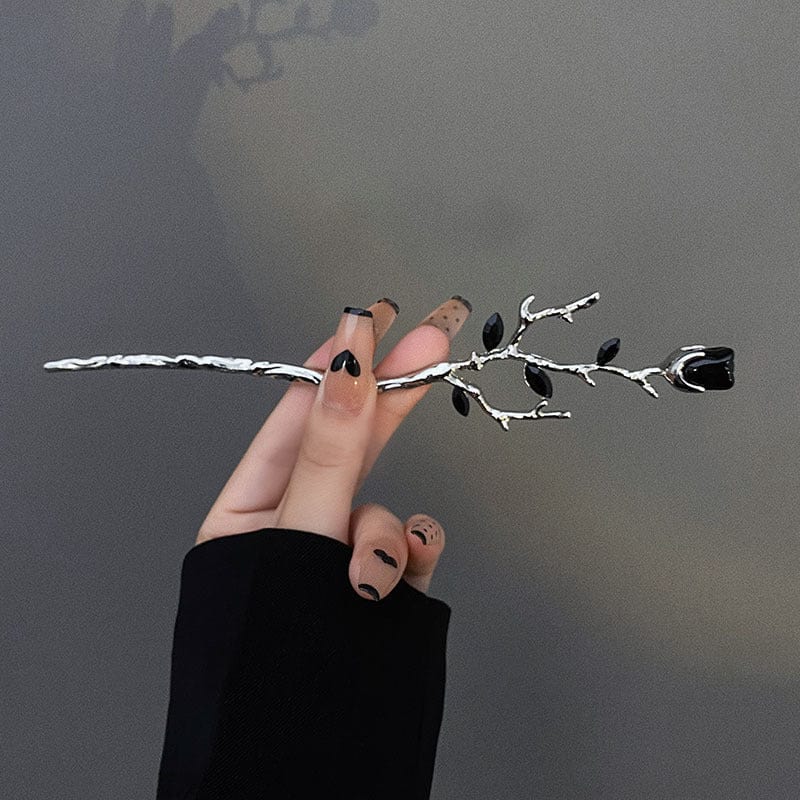 Lars Haircare Hair Stick Black Silver Rose Hairpin CJST175410801AZ