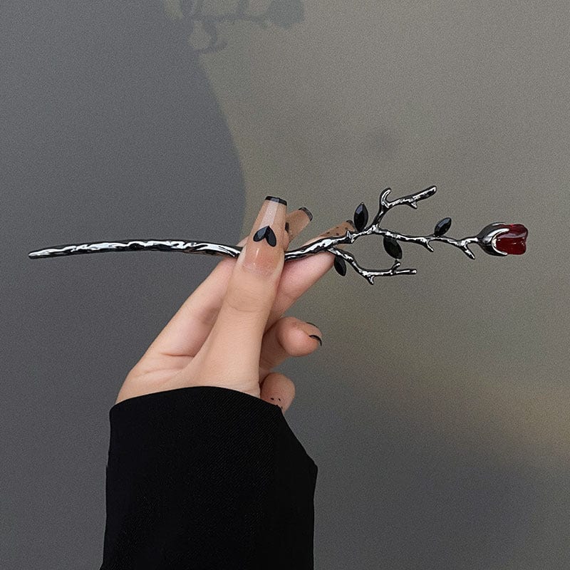 Lars Haircare Hair Stick Red Silver Rose Hairpin CJST175410802BY