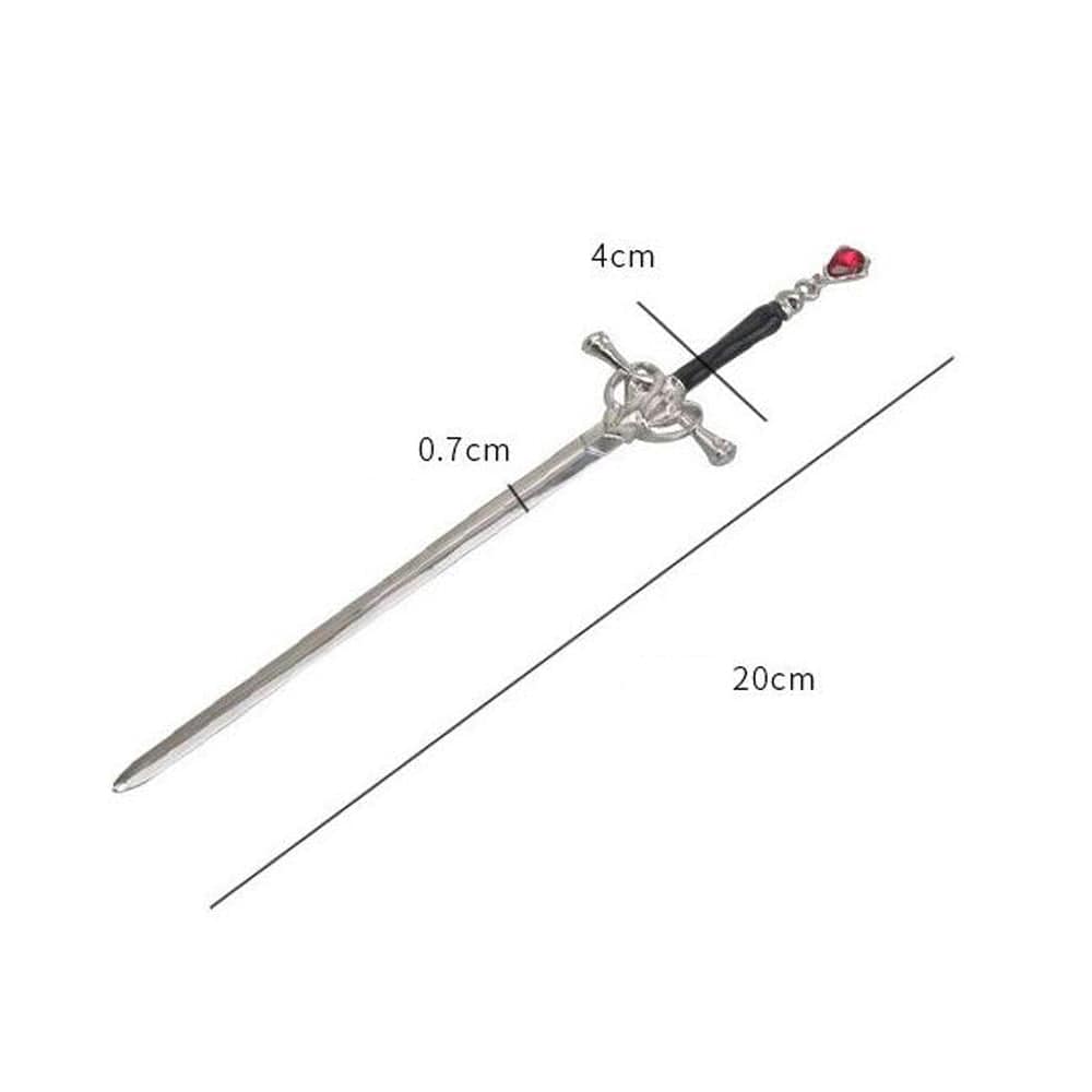 Lars Haircare Hair Stick Ruby Pendant Sword Hairpin