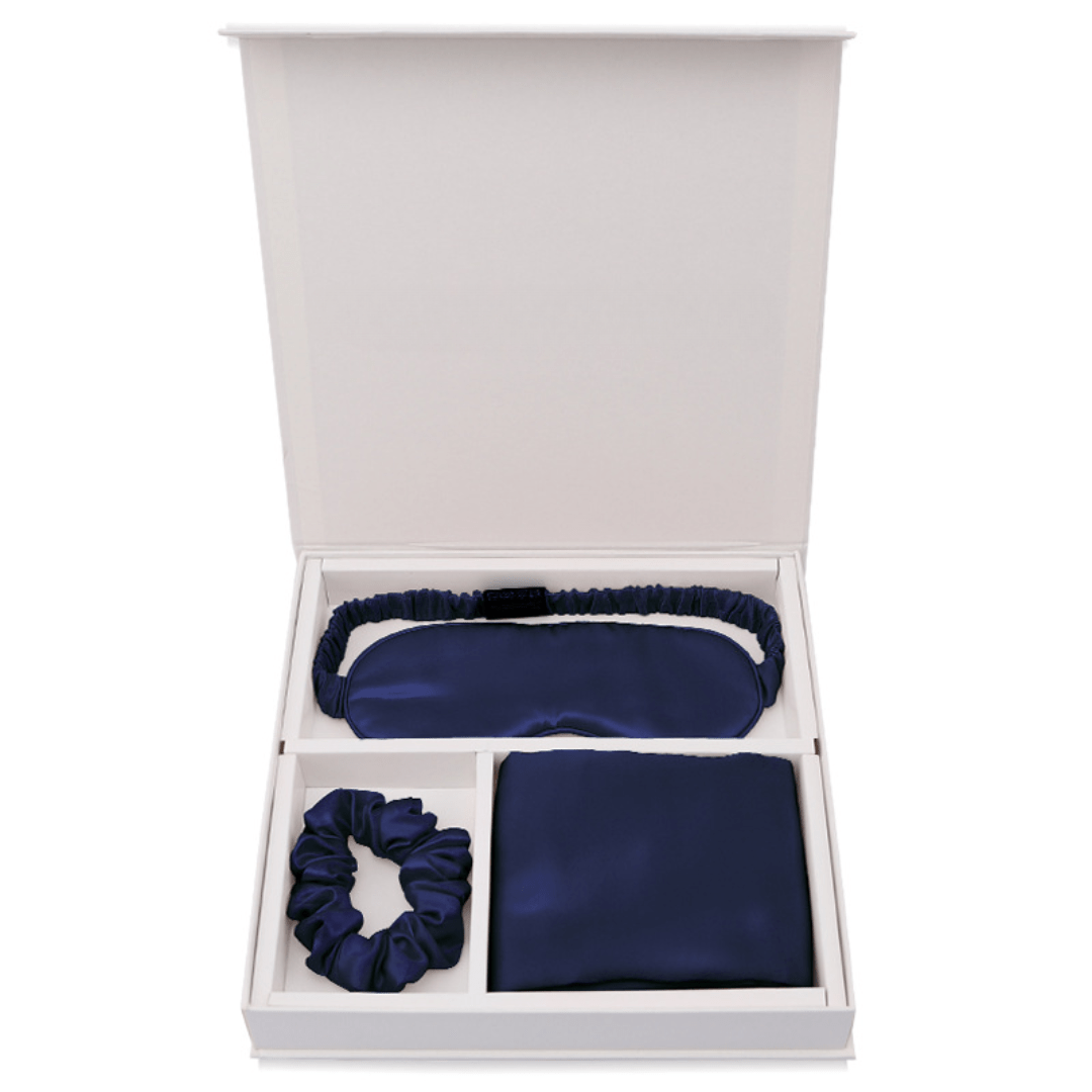 Lars Haircare Silk Gift Set Navy Blue / 3pieces set Pure Silk Night-time Set CJCS127964005EV