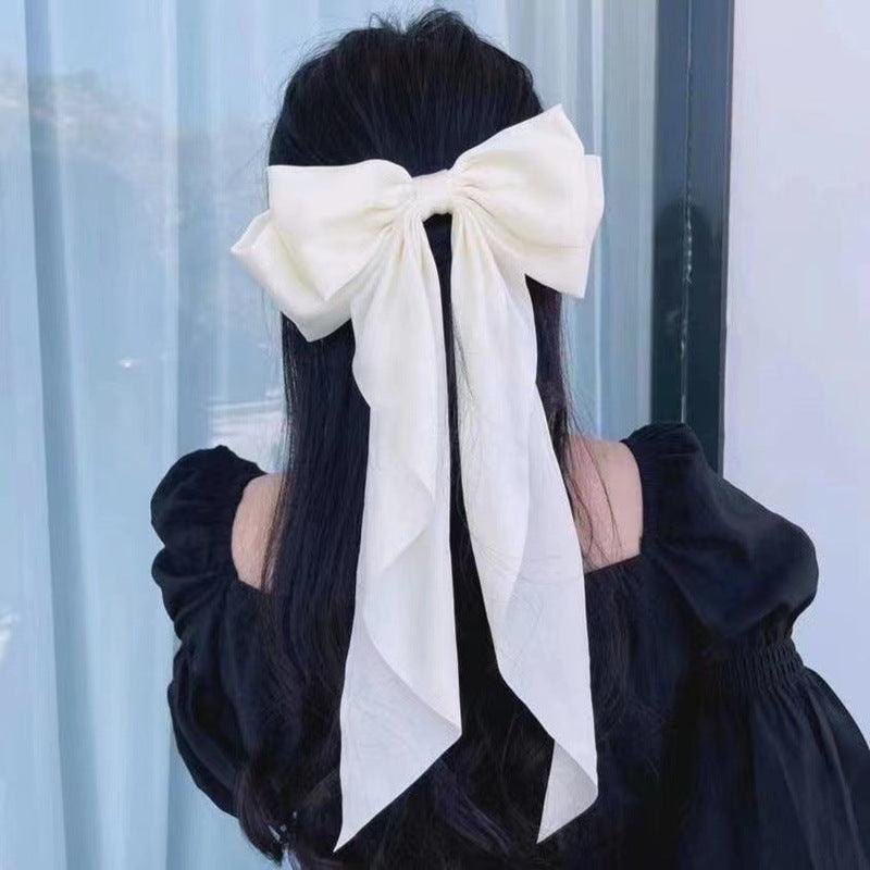 Lars Haircare Hair Clip Beige Long Satin Bow Hair Clip CJST146795503CX