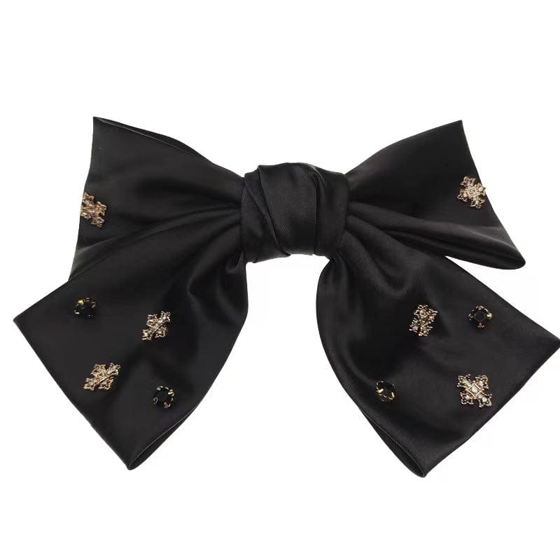 Lars Haircare Hair Clip Black Embellished Satin Bow Hair Clip CJST169879601AZ