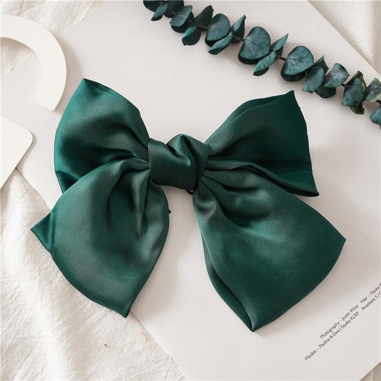 Lars Haircare Hair Clip Green Large Satin Bow Hair Clip CJZBLXST00958-Green