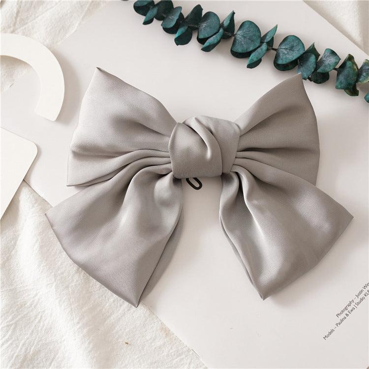 Lars Haircare Hair Clip Grey Large Satin Bow Hair Clip CJZBLXST00958-Grey