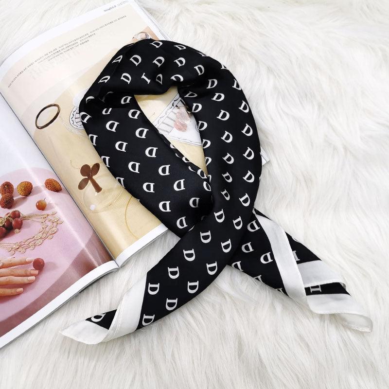 Lars Haircare Headscarf Black letter Printed Silky Satin Headscarf CJNSFSWJ01210-Black letter