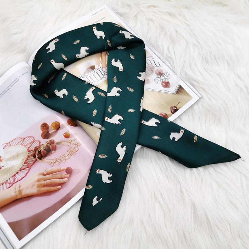 Lars Haircare Headscarf Green Printed Silky Satin Headscarf CJNSFSWJ01210-Green