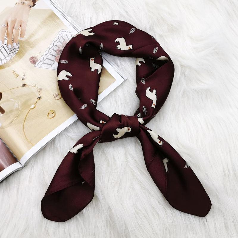 Lars Haircare Headscarf Wine red Printed Silky Satin Headscarf CJNSFSWJ01210-Wine red