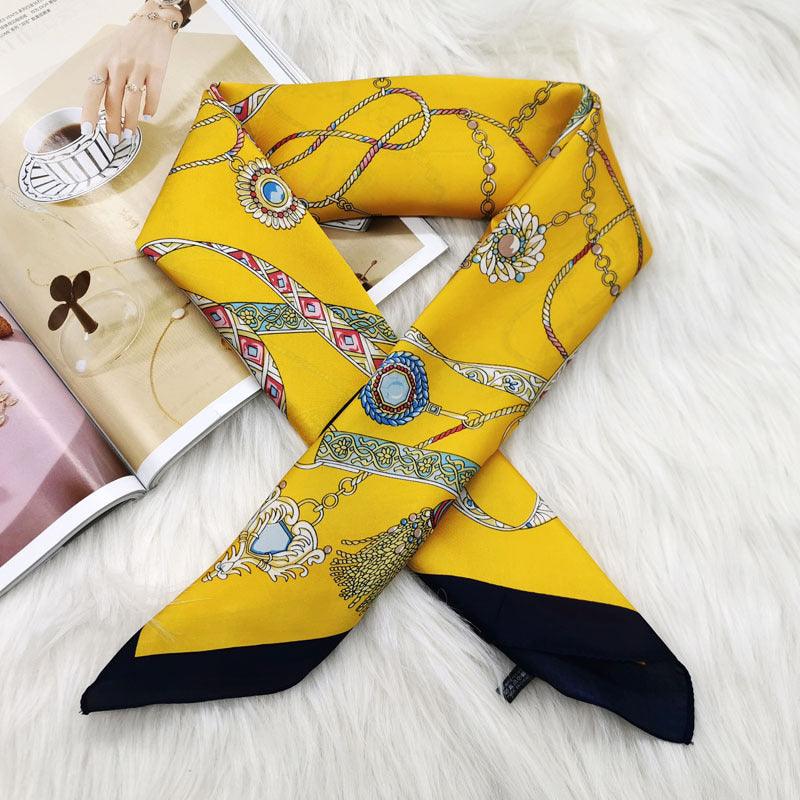 Lars Haircare Headscarf Yellow Printed Silky Satin Headscarf CJNSFSWJ01210-Yellow