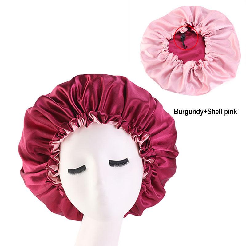 Lars Haircare Satin Hair Bonnet Adjustable Double Layered Reversible Satin Hair Bonnet