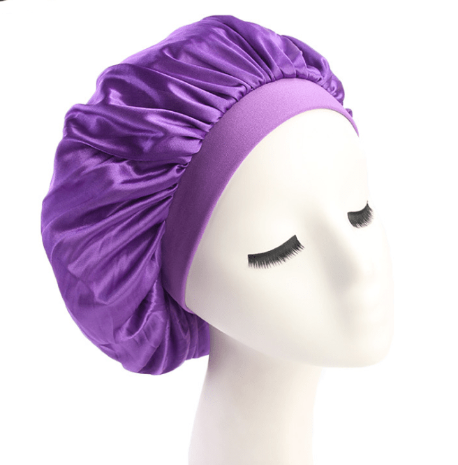 Lars Haircare Satin Hair Bonnet Purple / Bonnet Silky Satin Big Hair Bonnet & Durag CJNSFSMZ00671-Purple-Short