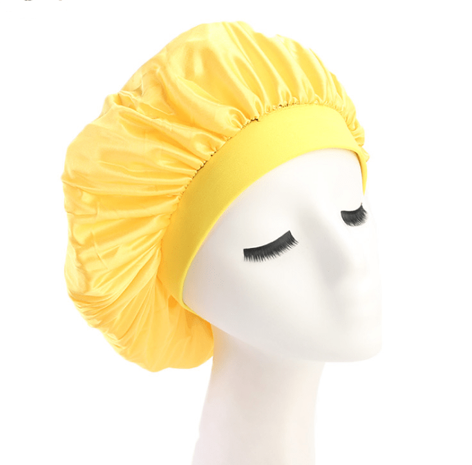 Lars Haircare Satin Hair Bonnet Yellow / Bonnet Silky Satin Big Hair Bonnet & Durag CJNSFSMZ00671-Yellow-Short