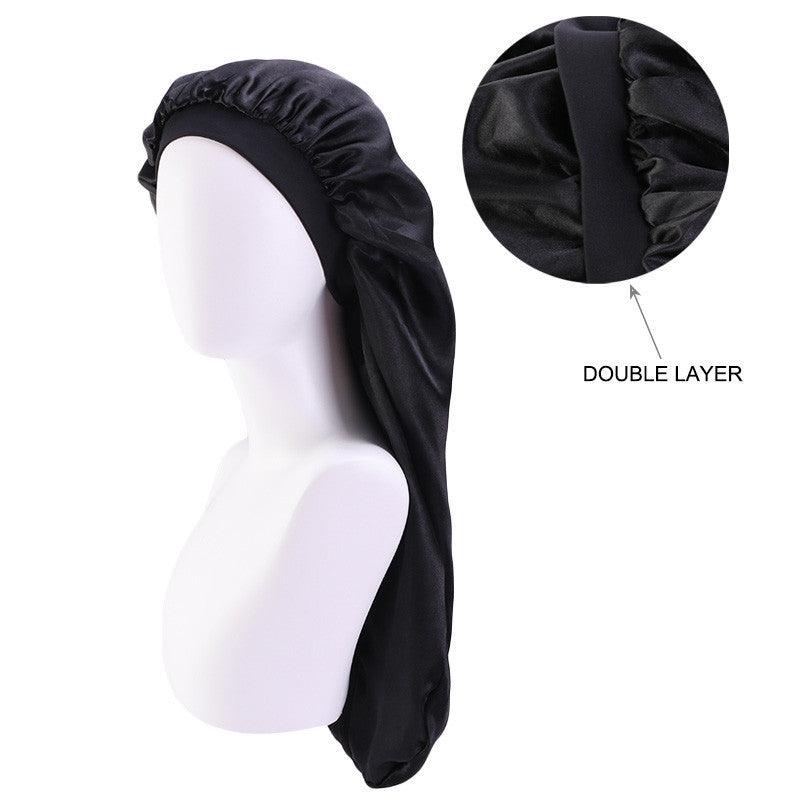 Larshaircare Satin double layered hair bonnet Black / One size Double Layered Satin Hair Bonnet CJJT147881102BY