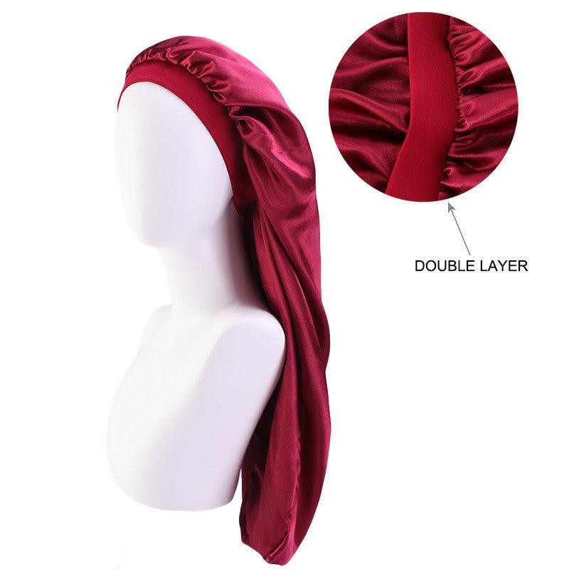 Larshaircare Satin double layered hair bonnet Wine Red / One size Double Layered Satin Hair Bonnet CJJT147881106FU