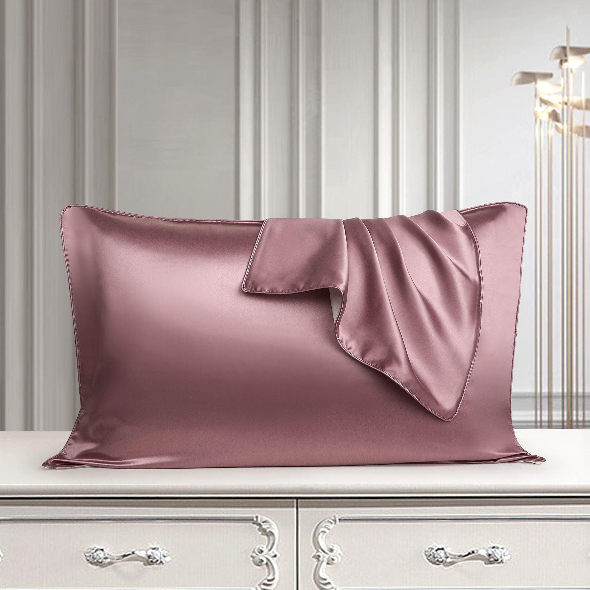 Larshaircare Silk pillowcase Bean Paste Purple Single-Sided Silk Envelope Pillowcase CJJJJFZT00561-Bean Paste Purple