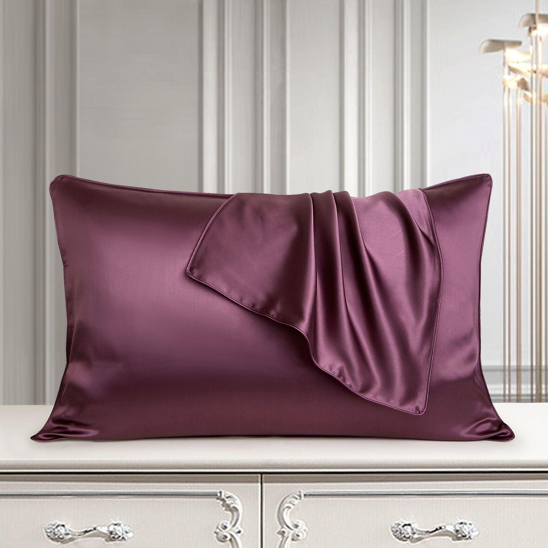 Larshaircare Silk pillowcase Dark Purple Single-Sided Silk Envelope Pillowcase CJJJJFZT00561-Dark Purple