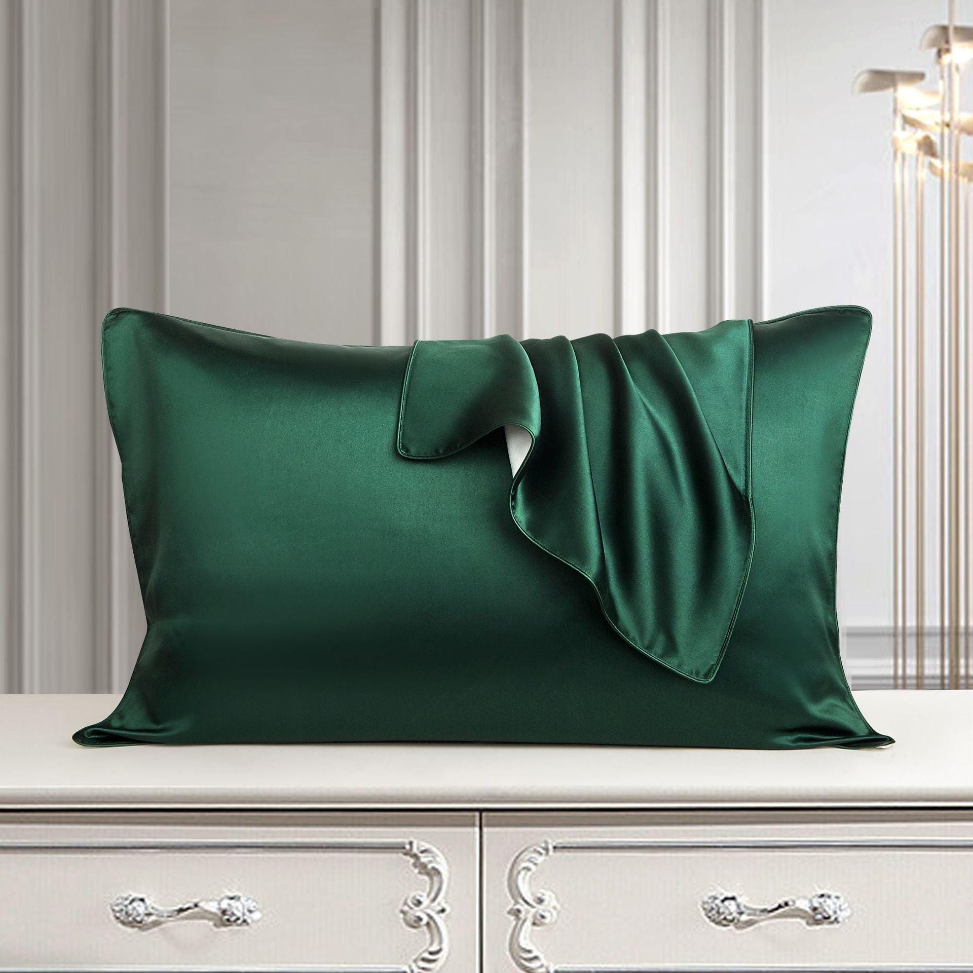 Larshaircare Silk pillowcase Emerald Single-Sided Silk Envelope Pillowcase CJJJJFZT00561-Emerald