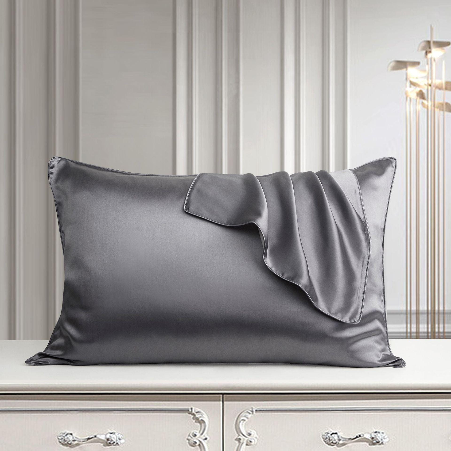 Larshaircare Silk pillowcase Metal grey Single-Sided Silk Envelope Pillowcase CJJJJFZT00561-Metal grey