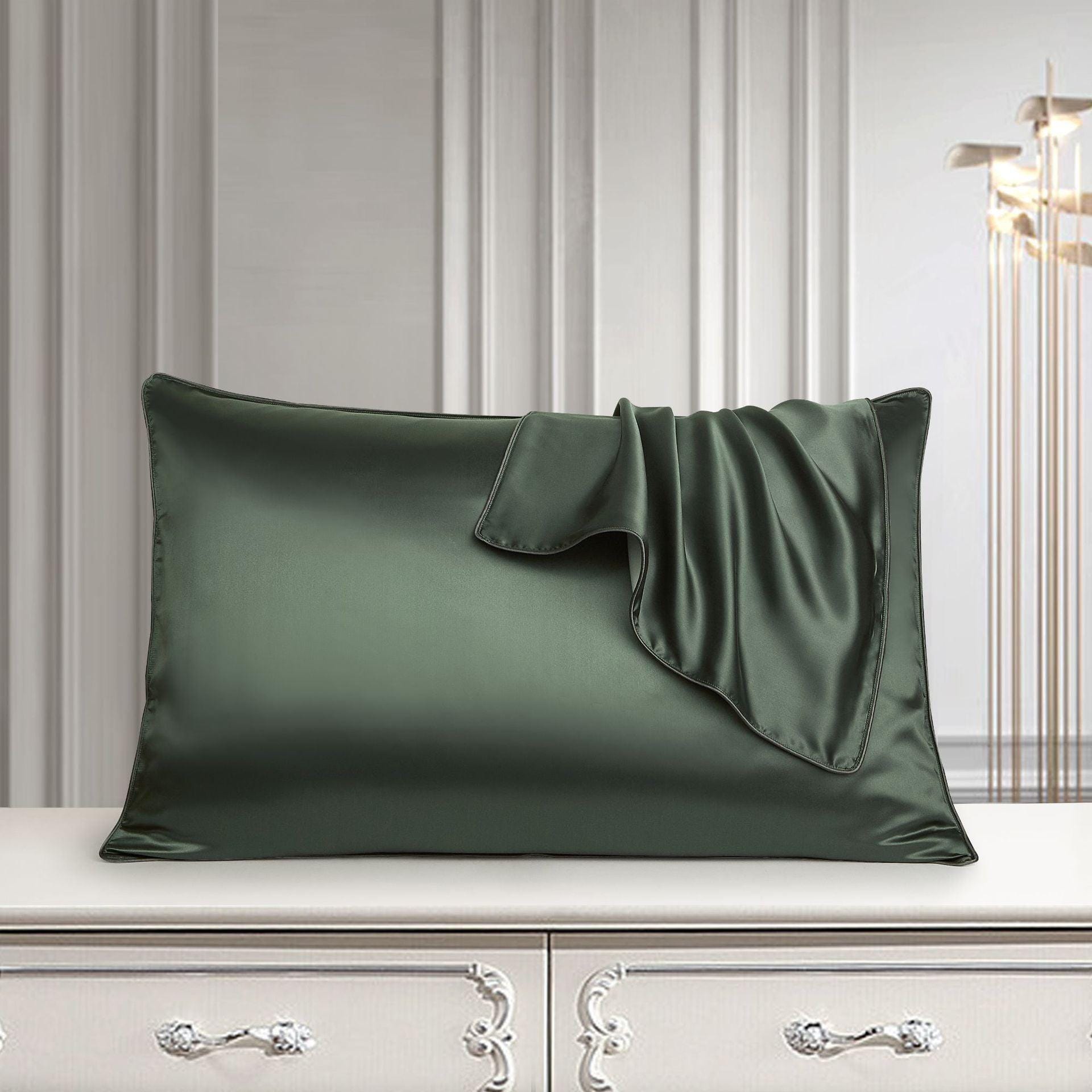 Larshaircare Silk pillowcase Olive green Single-Sided Silk Envelope Pillowcase CJJJJFZT00561-Olive green