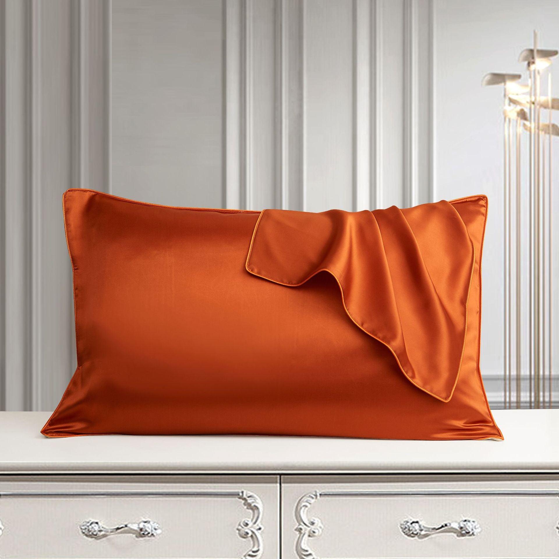 Larshaircare Silk pillowcase Orange Single-Sided Silk Envelope Pillowcase CJJJJFZT00561-Orange