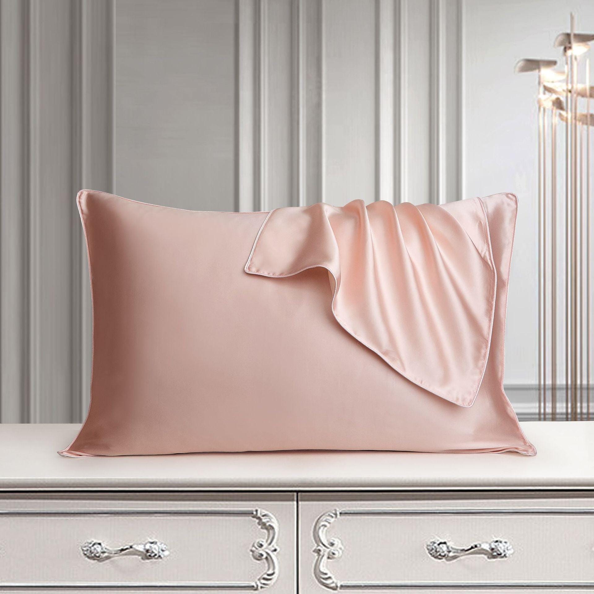 Larshaircare Silk pillowcase Pink Single-Sided Silk Envelope Pillowcase CJJJJFZT00561-Pink