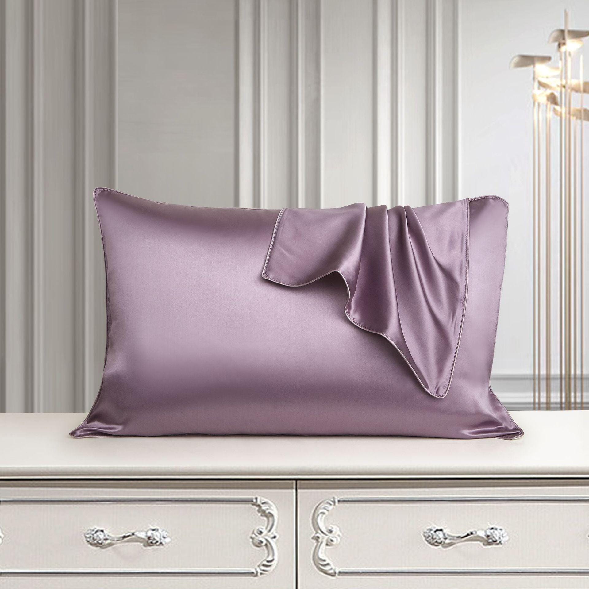 Larshaircare Silk pillowcase Purple Single-Sided Silk Envelope Pillowcase CJJJJFZT00561-Purple